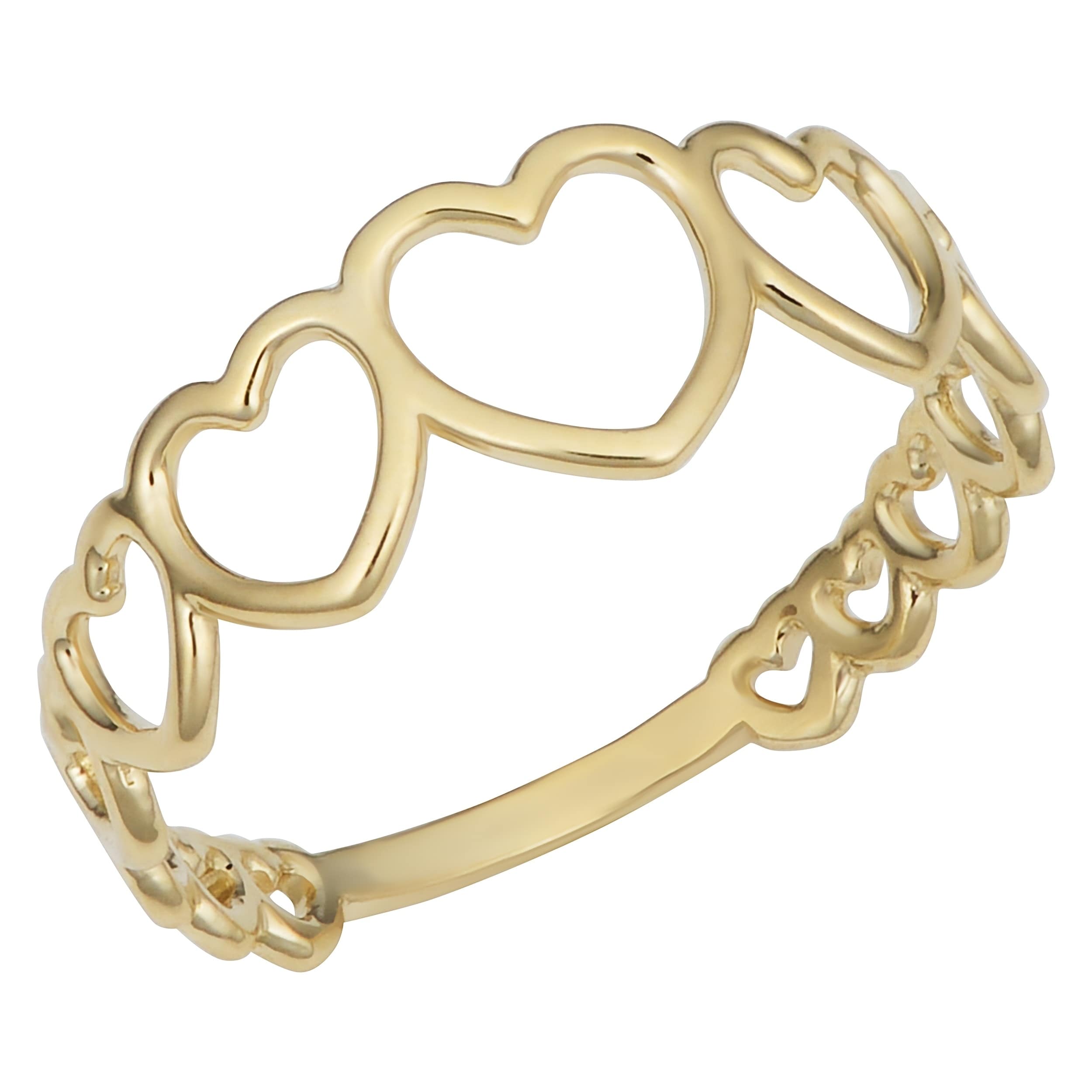 Au Naturale Italian 14k Yellow Gold High Polish Graduated Hearts Ring