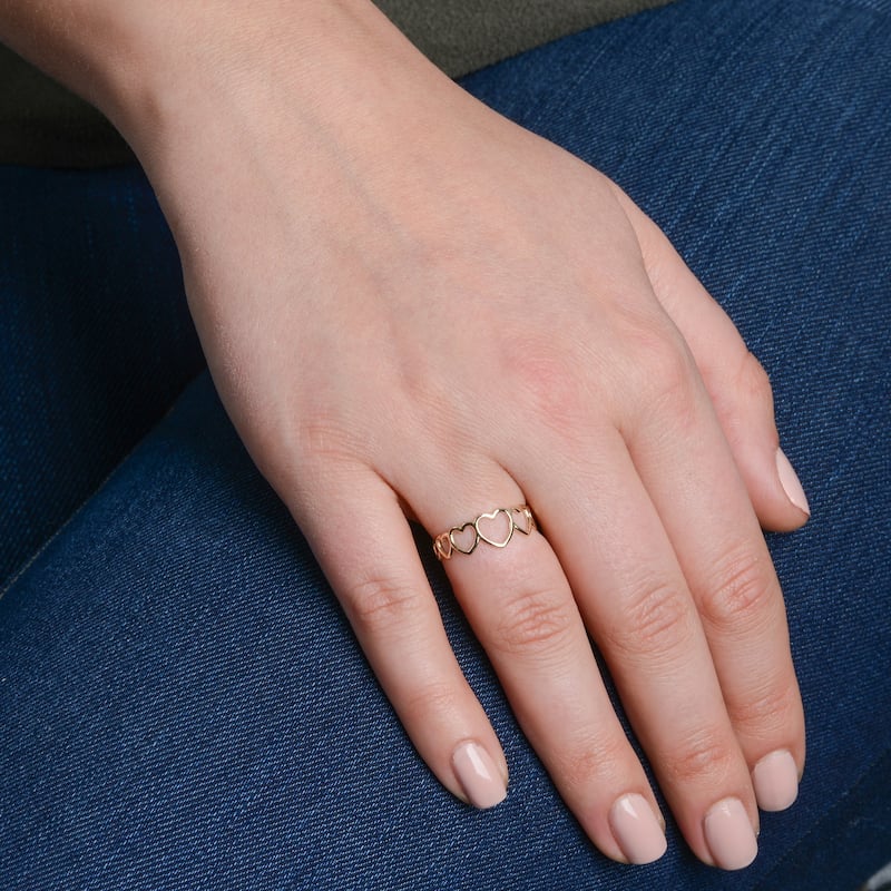 Fremada Italian 14k Yellow Gold High Polish Graduated Hearts Ring