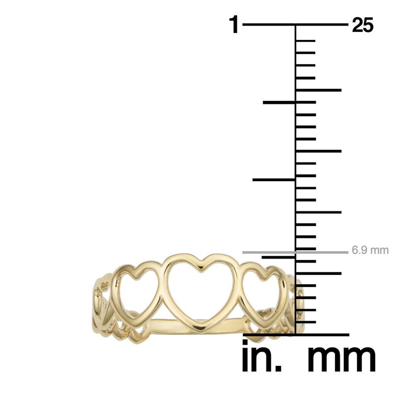 Fremada Italian 14k Yellow Gold High Polish Graduated Hearts Ring
