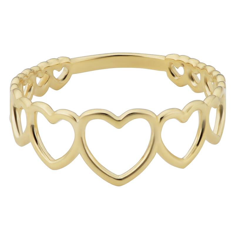 Fremada Italian 14k Yellow Gold High Polish Graduated Hearts Ring