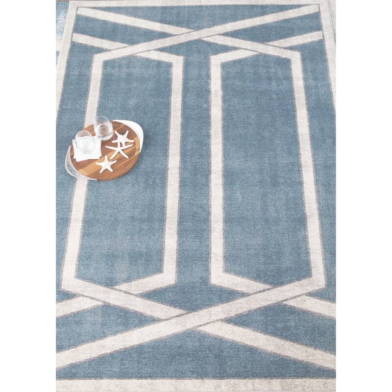 Libby Langdon Winston Teal Directional Border Rug