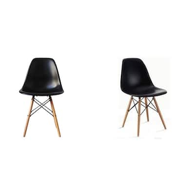 Plastic Modern EiffelStyle Adult Dining Chair Natural Wood base -Orange (Set of Two)