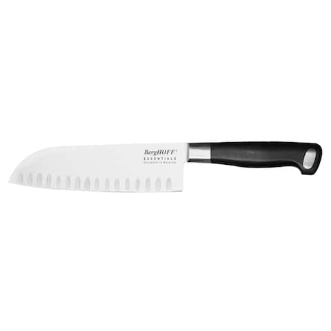 Essentials Gourmet 7" Scalloped Santoku Knife - Black