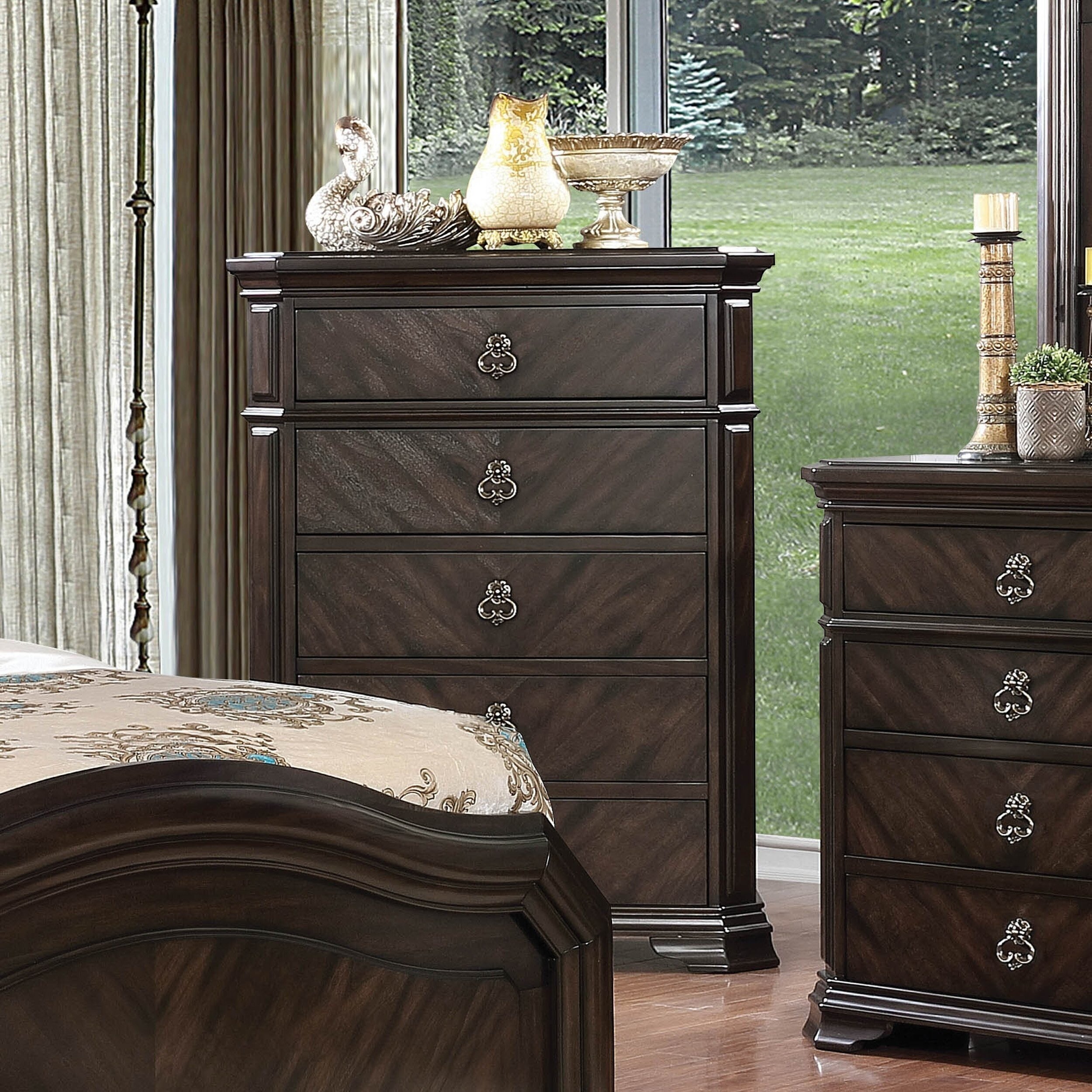 Shop Riley Traditional Espresso 5 Drawer Chest By Foa On Sale