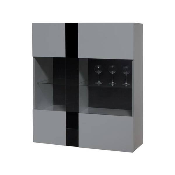 Shop Alaska Grey Black Small 2 Doors Display Cabinet Free