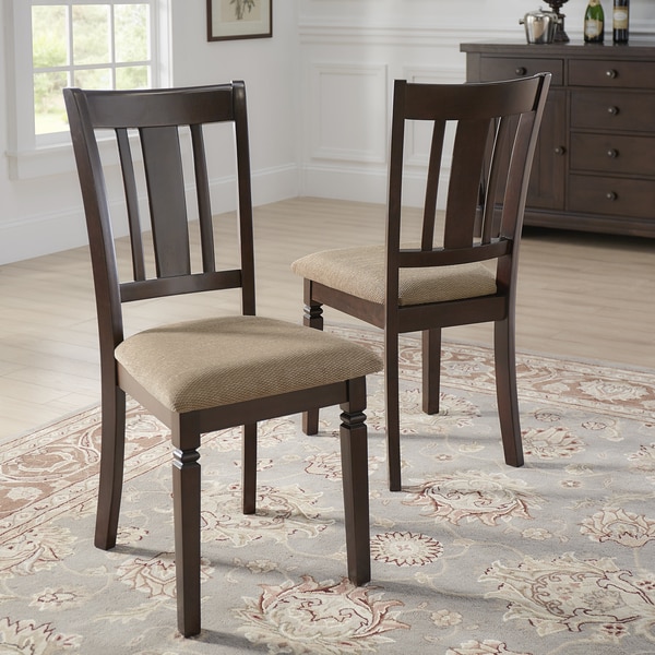 Shop Lynn Espresso Finish Upholstered Dining Chairs (Set of 2) by
