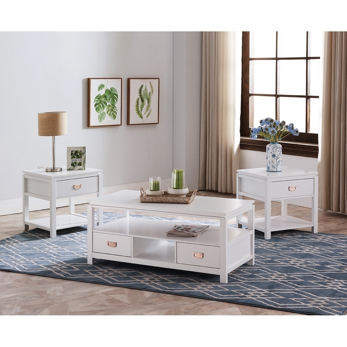 White Finish Wood 3 Pack Coffee Table Set 21931974 Finish Wood 3 Pack Coffee Table Set