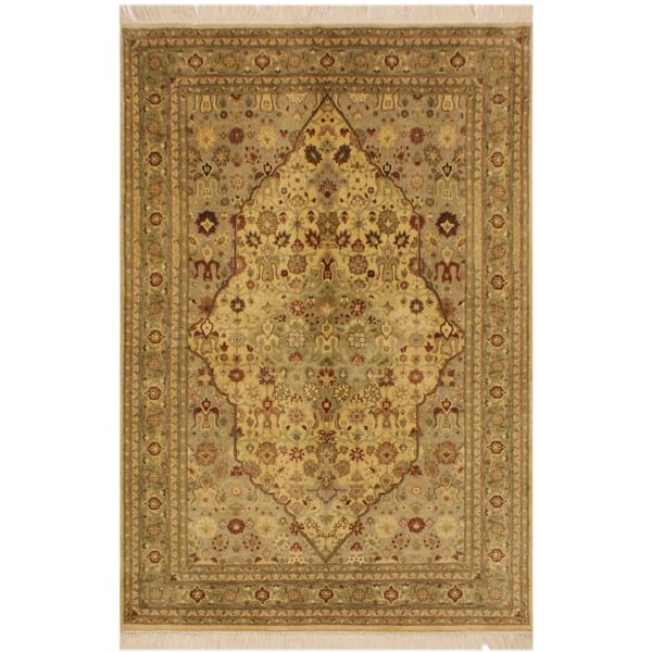 slide 1 of 7, Tabriz Pak-Persian Jerold Ivory/Lt. Green Wool Rug (4'2 x 6'4) - 4 ft. 2 in. x 6 ft. 4 in. - 4 ft. 2 in. x 6 ft. 4 in.