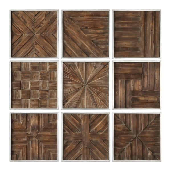 slide 2 of 4, Uttermost Bryndle Rustic Wooden Squares ( Set of 9)