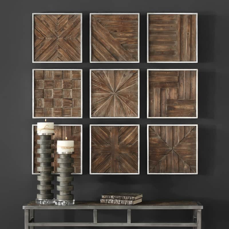 Uttermost Bryndle Rustic Wooden Squares ( Set of 9)