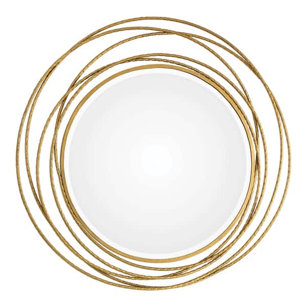 slide 2 of 2, Uttermost Whirlwind Metallic Gold Leaf Mirror