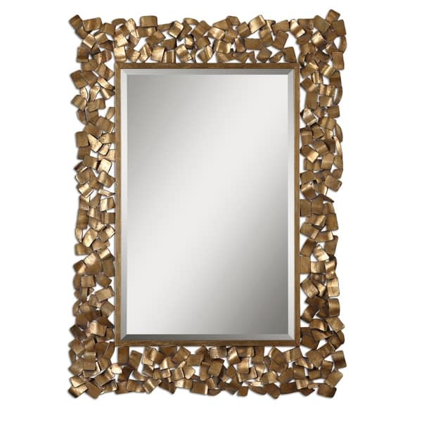 slide 2 of 2, Uttermost Capulin Antique Gold Leaf Mirror