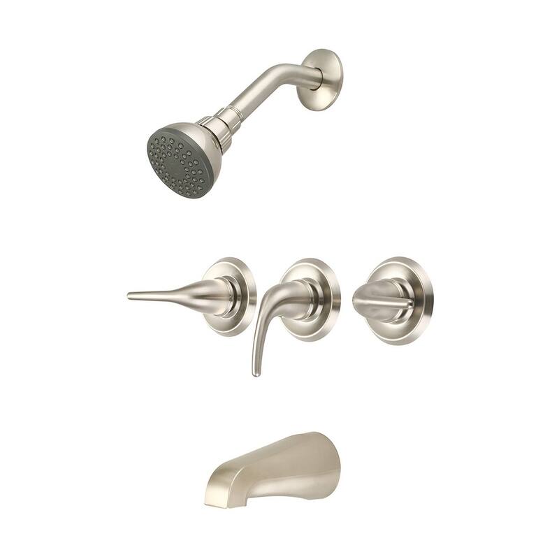 Three Handle Tub/Shower Set - Nickel Finish