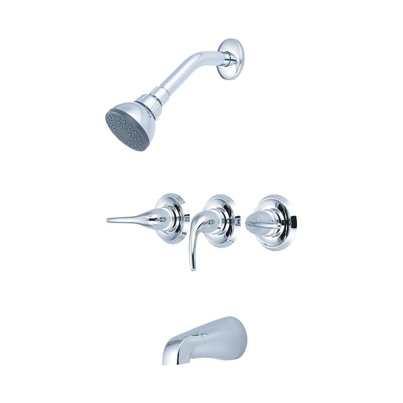 Three Handle Tub/Shower Set - Chrome Finish