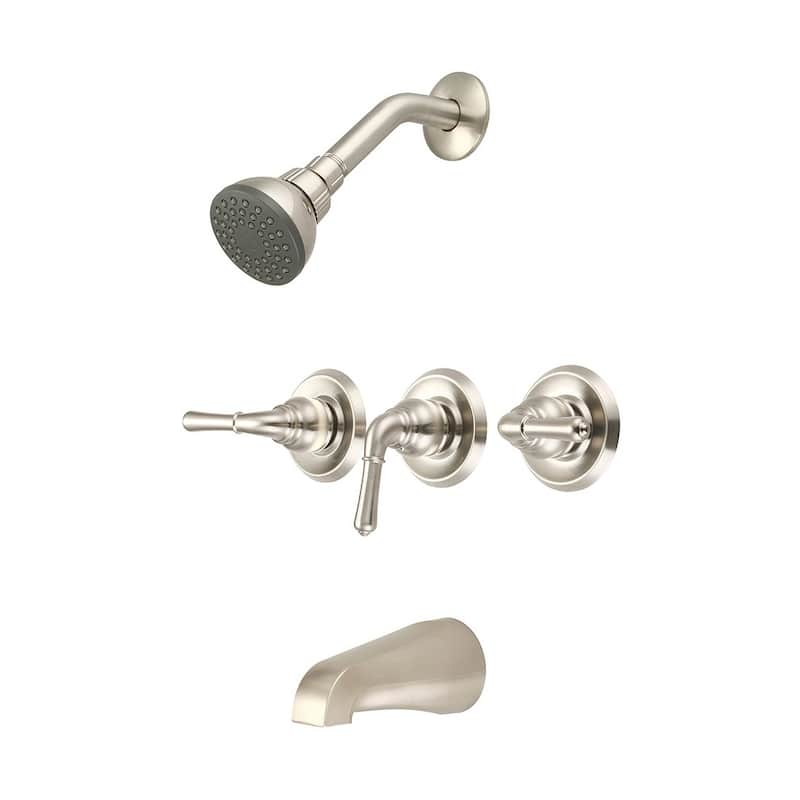 Three Handle Tub/Shower Set - Nickel Finish