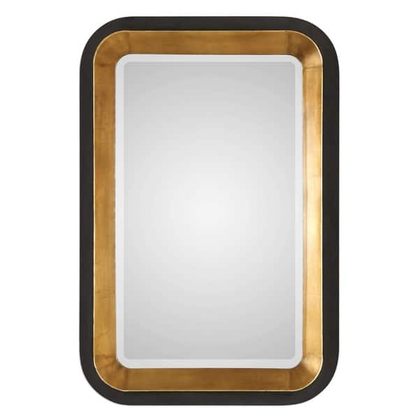 slide 2 of 5, Uttermost Niva Antiqued Metallic Gold Leaf Mirror