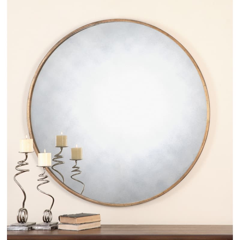 Uttermost Junius Round Antique Gold Leaf Mirror