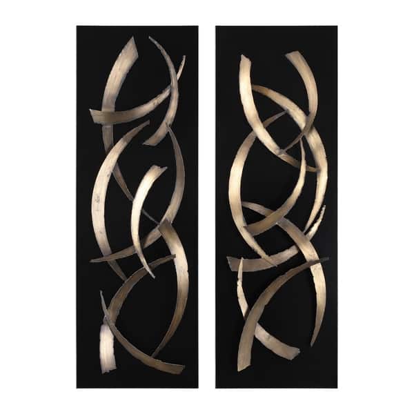 slide 2 of 4, Uttermost Brushstrokes Metal Wall Arts (Set of 2)