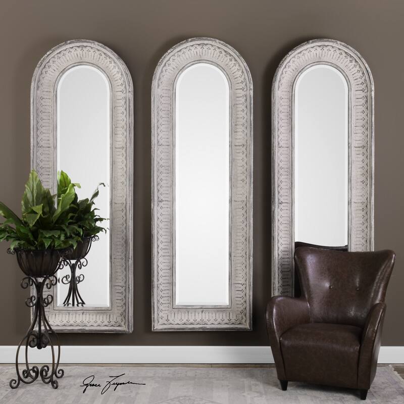 Uttermost Argenton Distressed Taupe Ivory Mirror