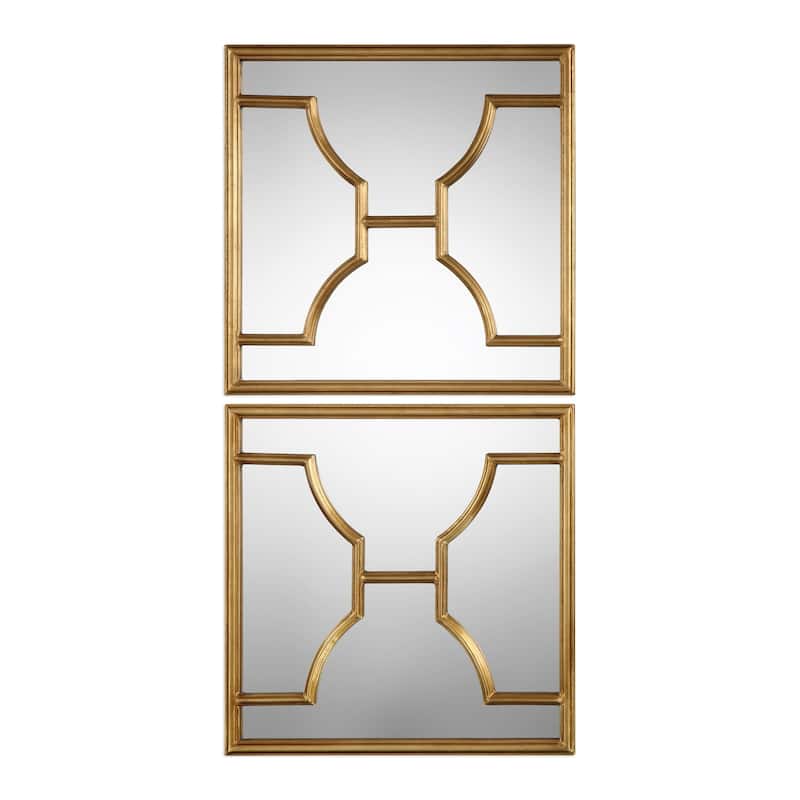 Uttermost Misa Antiqued Gold Leaf Mirror (Set of 2) - Antique Silver - 24x24x1.125