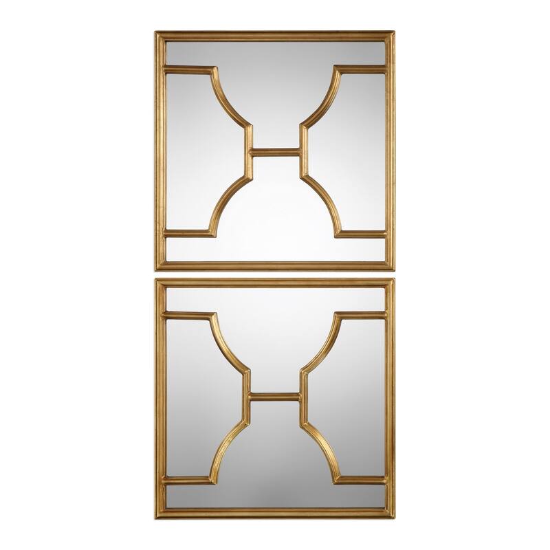 Uttermost Misa Antiqued Gold Leaf Mirror (Set of 2) - Antique Silver - 24x24x1.125