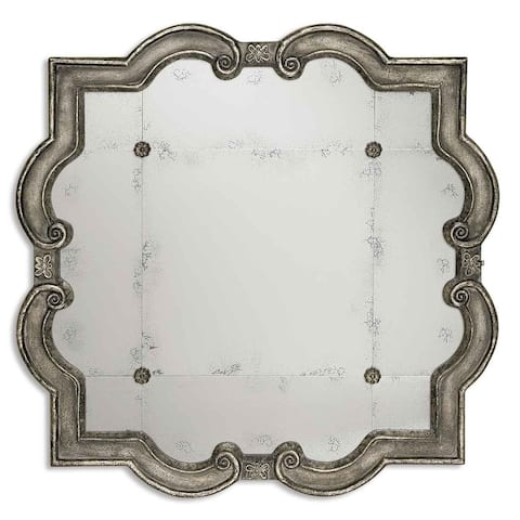 Uttermost Prisca Distressed Silver Leaf Mirror - Silver/Black