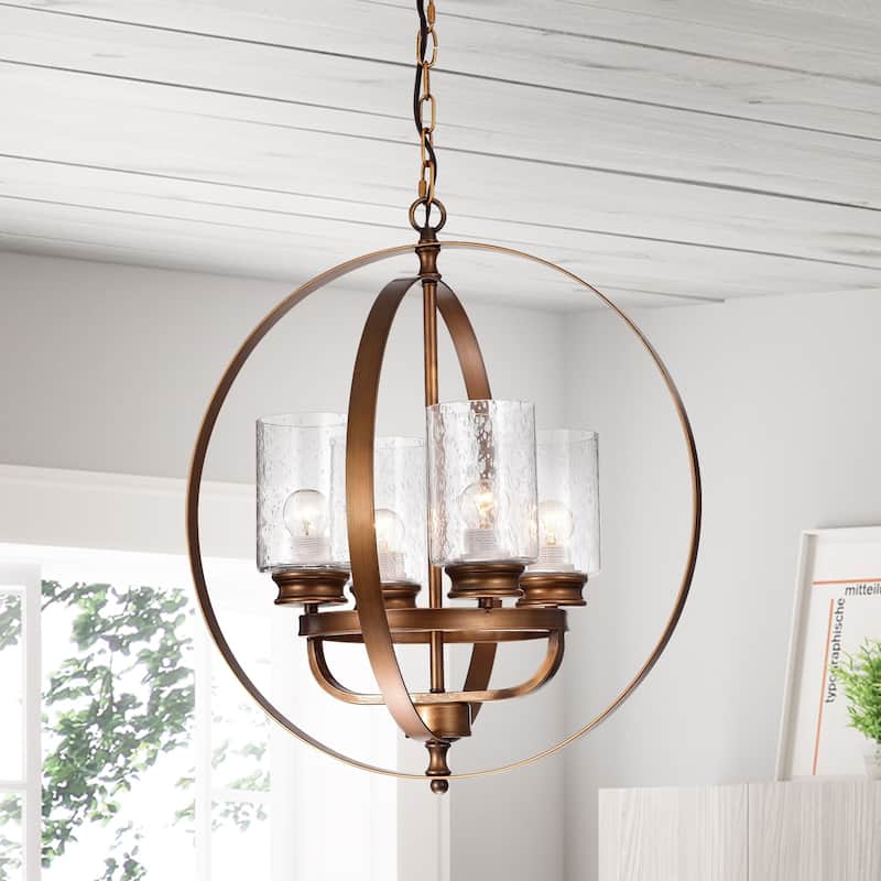 Nadeem Brown 4-Light Pendant with Clear Shade