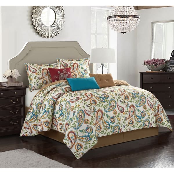 Shop Grand Avenue Carmel Paisley 7 Piece Comforter Set Overstock