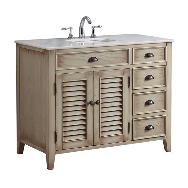 Modetti Modetti Palm Beach 42-inch Single Sink Bathroom Vanity with Marble Top ...
