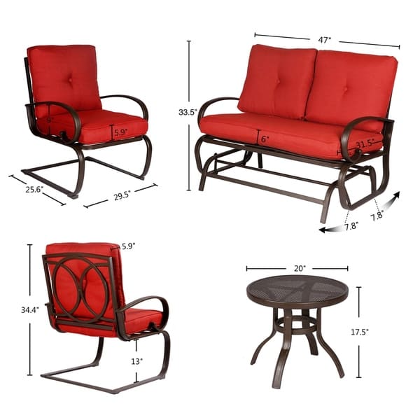 Shop 4 Piece Outdoor Patio Wrought Iron Furniture Set Brick Red