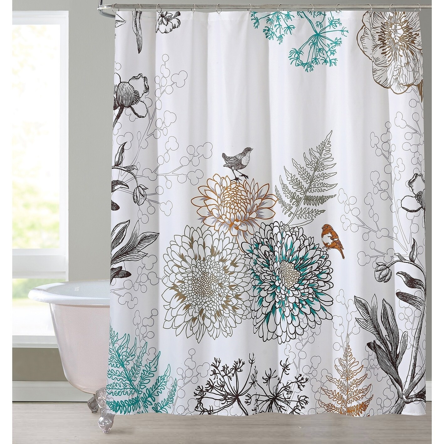 aqua and white shower curtain