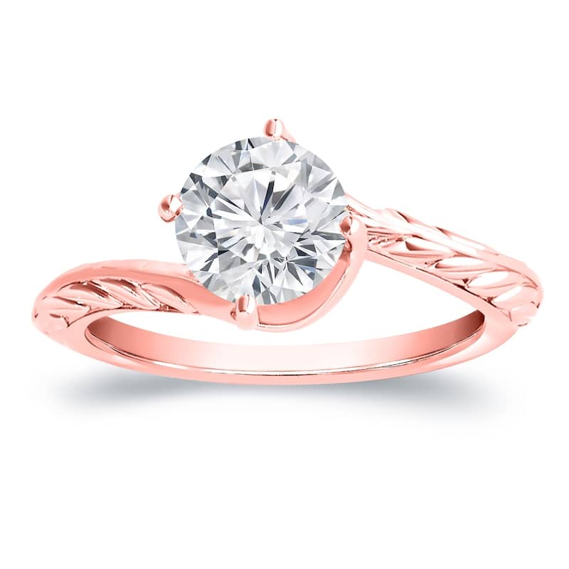 Vintage Inspired Round 2ctw Moissanite Solitaire Engagement Ring by Auriya 14k Gold - Rose - 8