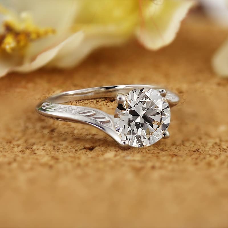 Vintage Inspired Round 2ctw Moissanite Solitaire Engagement Ring by Auriya 14k Gold