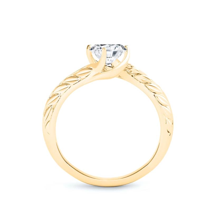 Auriya Vintage Inspired 1/2ct Round Solitaire Moissanite Engagement Ring 14K Gold