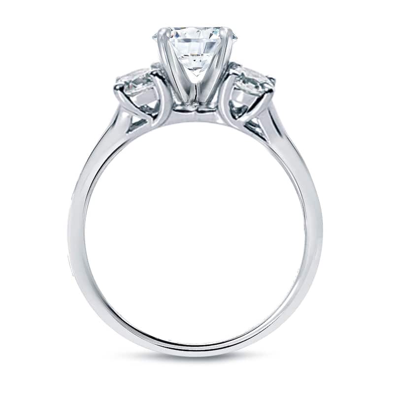 Auriya 14k Gold 1 1/2ct Moissanite and Diamond 3-Stone Engagement Ring 2/5ctw