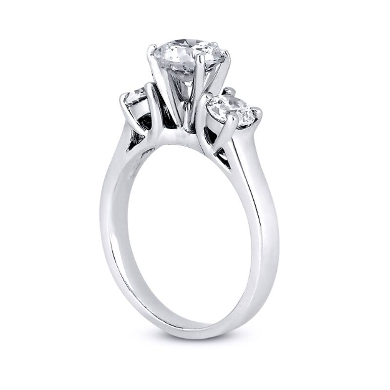Auriya 14k Gold 3ct Moissanite and Diamond 3-Stone Engagement Ring 2/5ctw