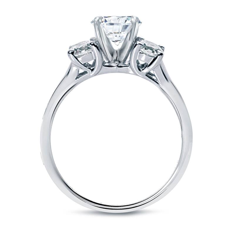 Auriya 14k Gold 2 1/2ct Moissanite and Diamond 3-Stone Engagement Ring 2/5ctw