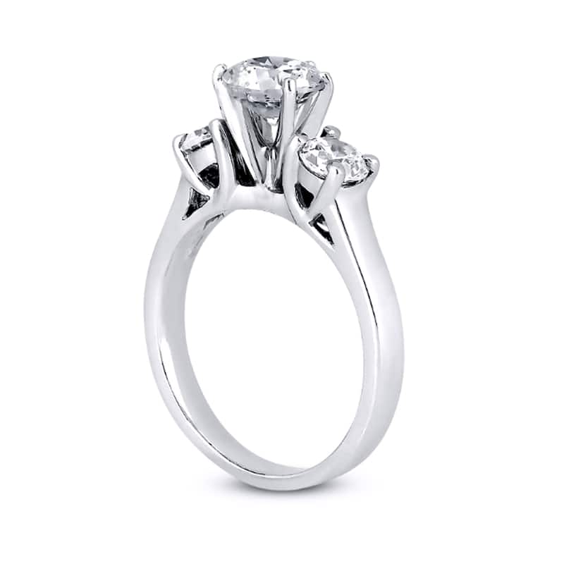 Auriya 14k Gold 2ct Moissanite and Diamond 3-Stone Engagement Ring 2/5ctw