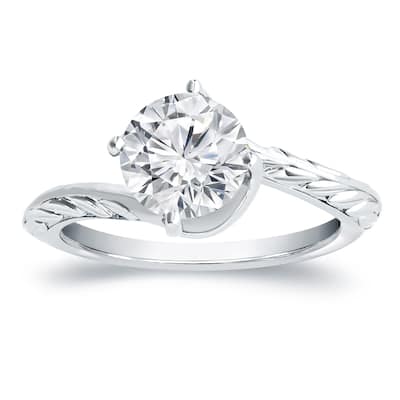 Vintage Inspired Round 3ctw Moissanite Solitaire Engagement Ring by Auriya 14k Gold