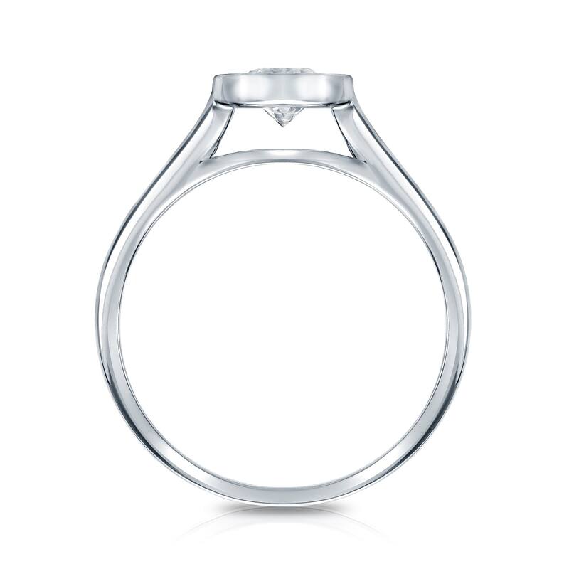 Auriya 14k Gold 1/2ctw Solitaire Moissanite Engagement Ring Bezel-set