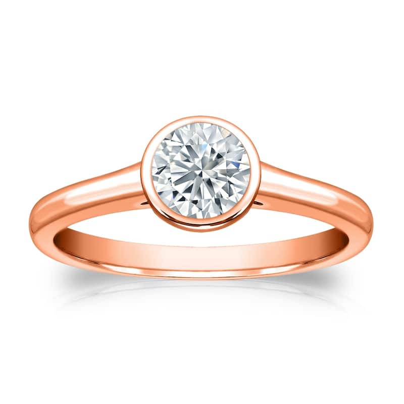 Auriya 14k Gold 2ctw Solitaire Moissanite Engagement Ring Bezel-set