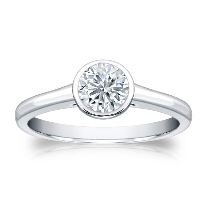 Auriya 14k Gold 2ctw Solitaire Moissanite Engagement Ring Bezel-set