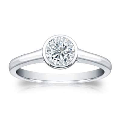Auriya 14k Gold 2ctw Solitaire Moissanite Engagement Ring Bezel-set