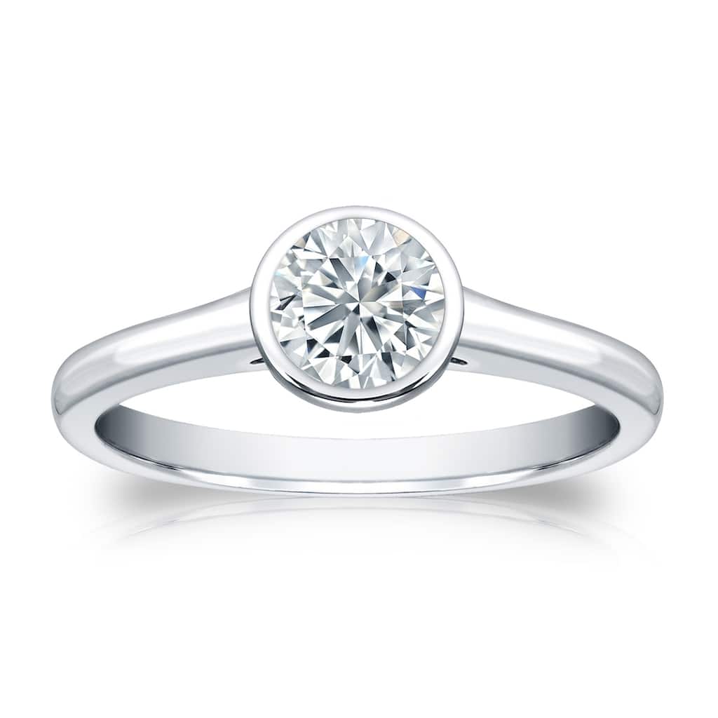 Auriya 14k Gold 2ctw Solitaire Moissanite Engagement Ring Bezel-set