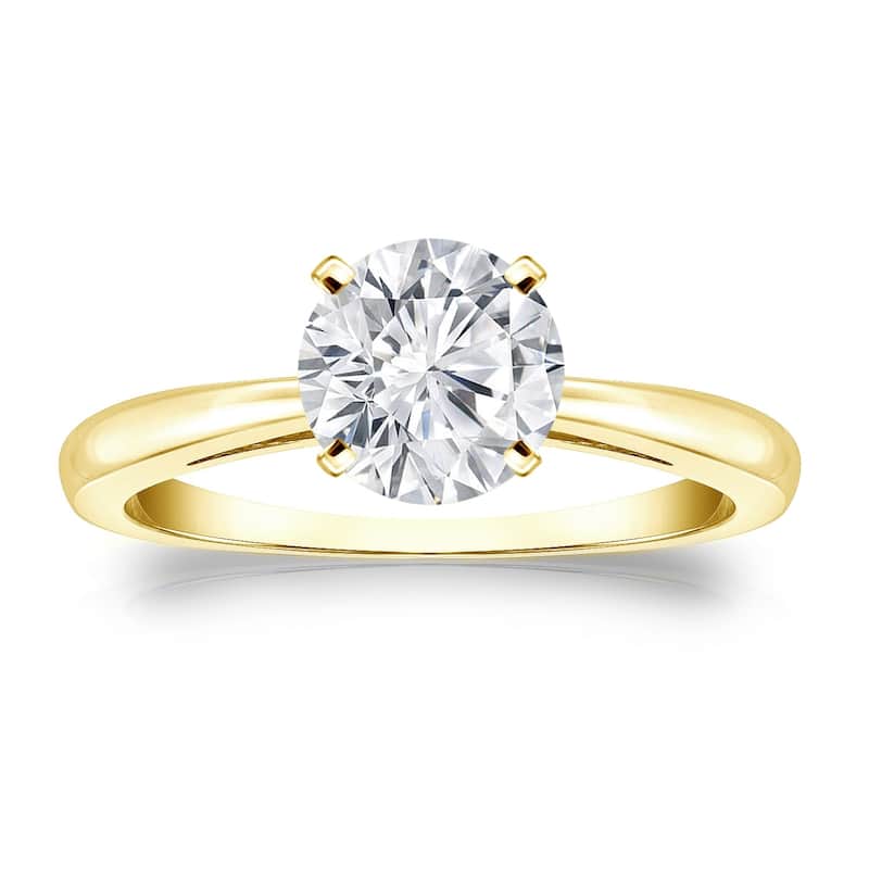 Auriya 14k Gold Brilliant Round 3 carat Moissanite Solitaire Engagement Ring