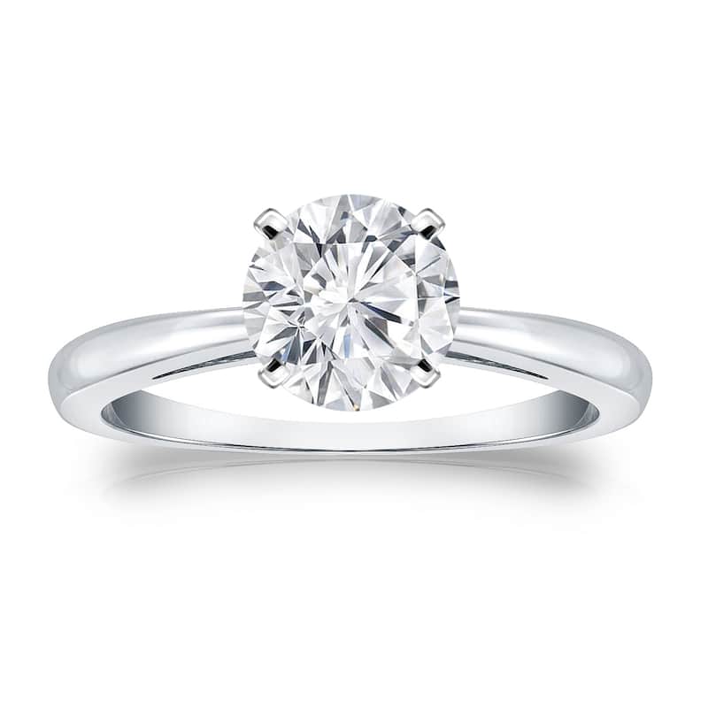 Auriya 14k Gold Brilliant Round 3 carat Moissanite Solitaire Engagement Ring