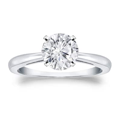Auriya 14k Gold Brilliant Round 3 carat Moissanite Solitaire Engagement Ring