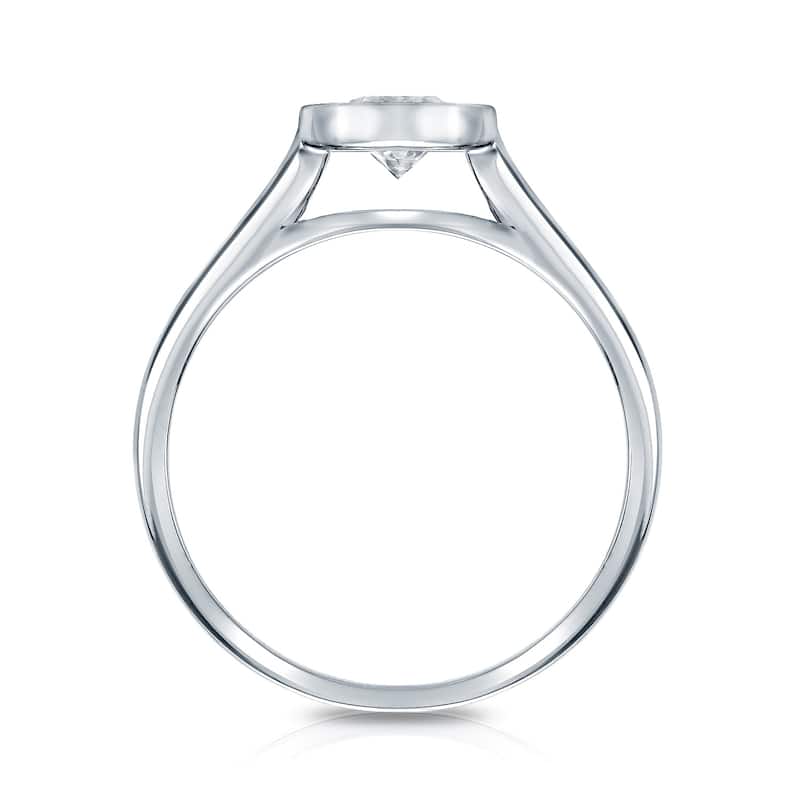 Auriya 14k Gold 3ctw Solitaire Moissanite Engagement Ring Bezel-set