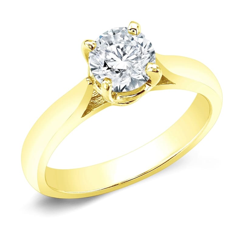 Auriya 14k Gold 2 Carat Round Moissanite Solitaire Engagement Ring