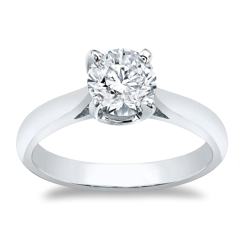 Auriya 14k Gold 2 Carat Round Moissanite Solitaire Engagement Ring - White - 4.5